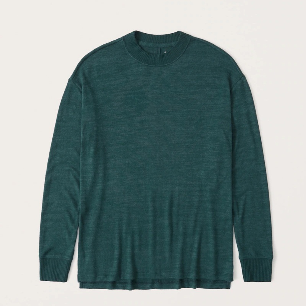 ❤️ Abercrombie Cozy Oversized Boyfriend Crew Teal
